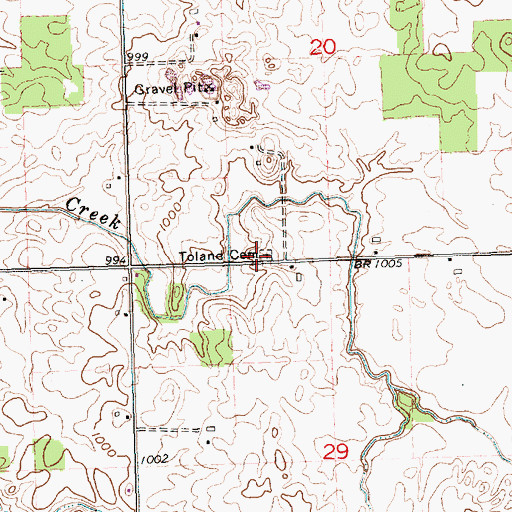 Topographic Map of Toland Cemetery, OH