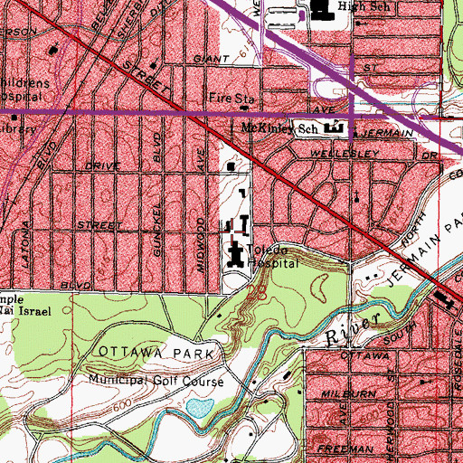 Topographic Map of ProMedica Toledo Hospital, OH