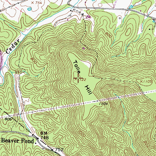 Topographic Map of Tolle Hill, OH