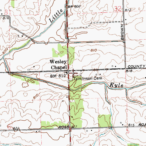 Topographic Map of Tomlinson Cemetery, OH