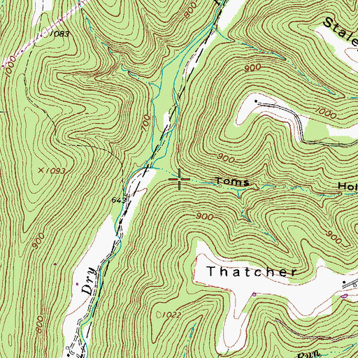 Topographic Map of Toms Hollow, OH