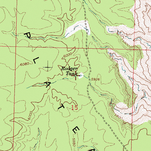 Topographic Map of Rodger Tank, AZ