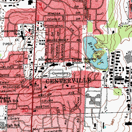 Topographic Map of Tower Heights Middle School, OH