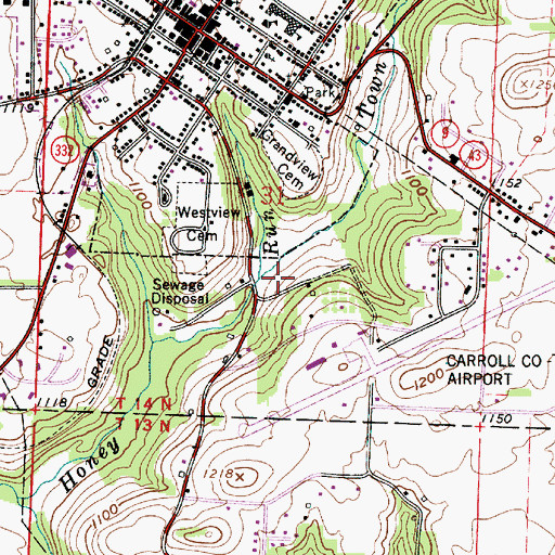 Topographic Map of Town Creek, OH