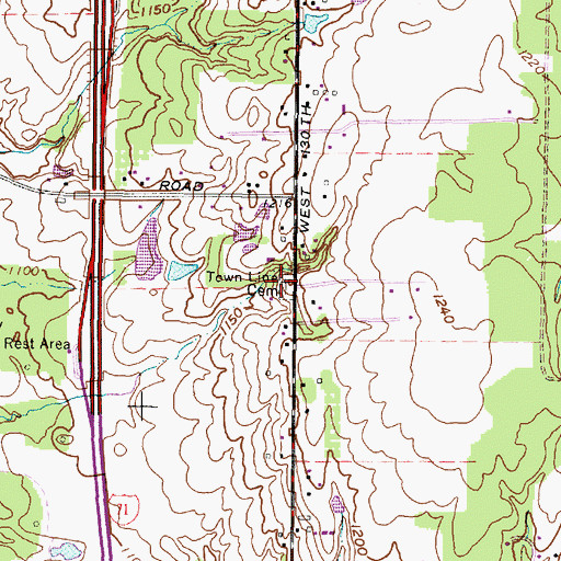 Topographic Map of Town Line Cemetery, OH
