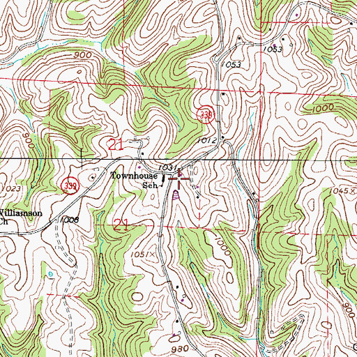 Topographic Map of Townhouse School, OH