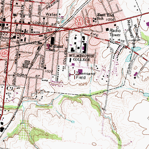 Topographic Map of Townsend Field, OH