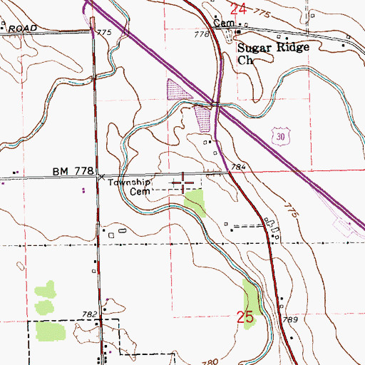Topographic Map of Township Cemetery, OH