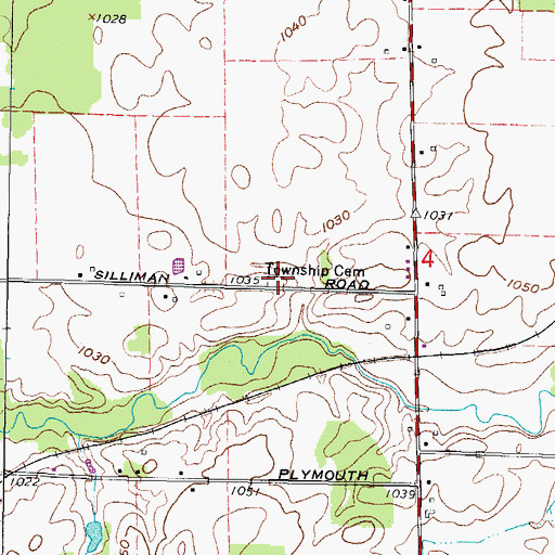 Topographic Map of Township Cemetery, OH