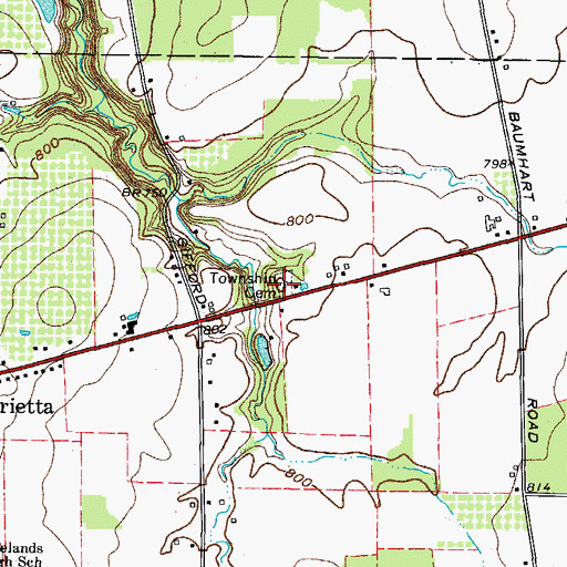 Topographic Map of Sanders Hill Cemetery, OH