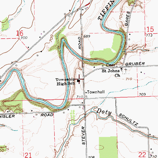 Topographic Map of Township High School, OH