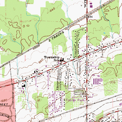 Topographic Map of Township School, OH
