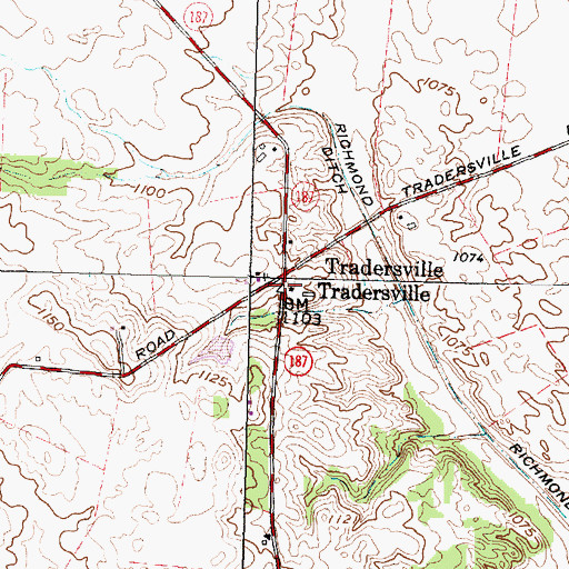 Topographic Map of Tradersville, OH
