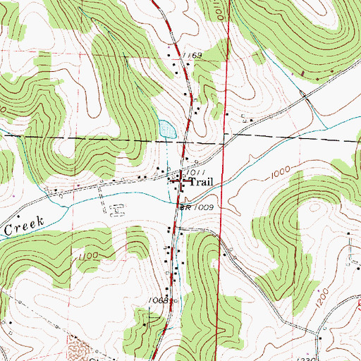 Topographic Map of Trail, OH