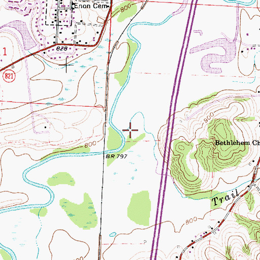 Topographic Map of Trail Run, OH