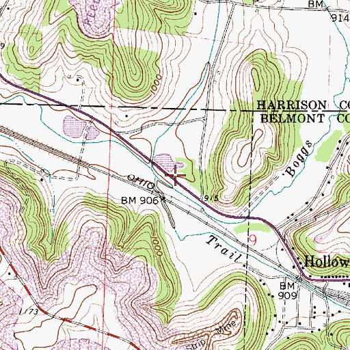 Topographic Map of Trail Run, OH