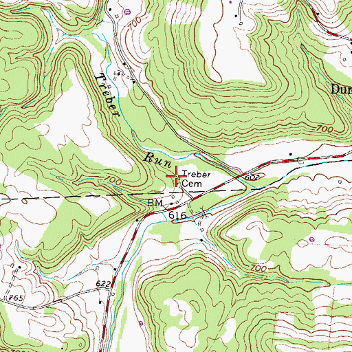 Topographic Map of Treber Cemetery, OH