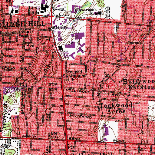 Topographic Map of Tremont Sanitarium, OH