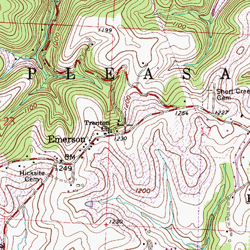 Topographic Map of Trenton Church, OH