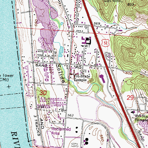 Topographic Map of Tri-State Temple, OH