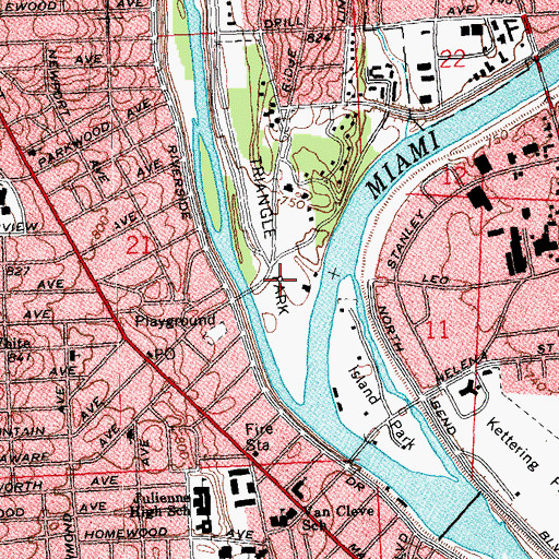 Topographic Map of Triangle Park, OH