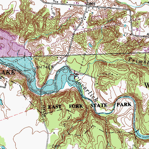 Topographic Map of Trimble Run, OH