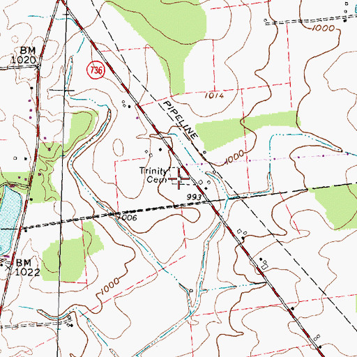 Topographic Map of Trinity Cemetery, OH