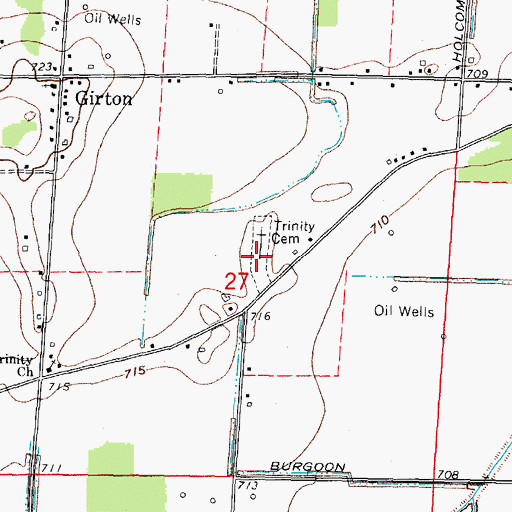Topographic Map of Trinity Cemetery, OH