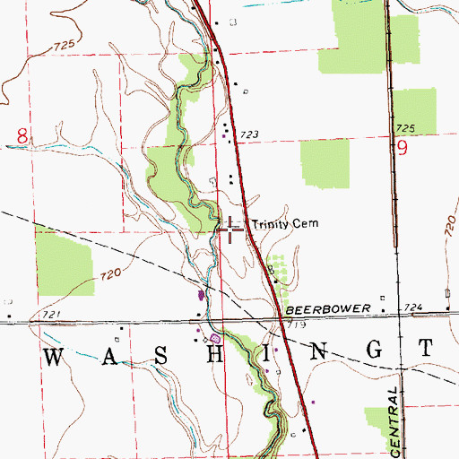 Topographic Map of Trinity Cemetery, OH