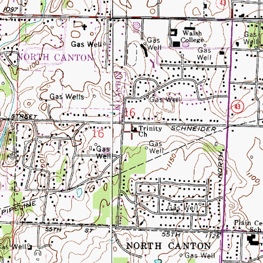 Topographic Map of Trinity Church, OH