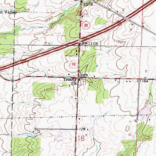 Topographic Map of Trinity Church, OH