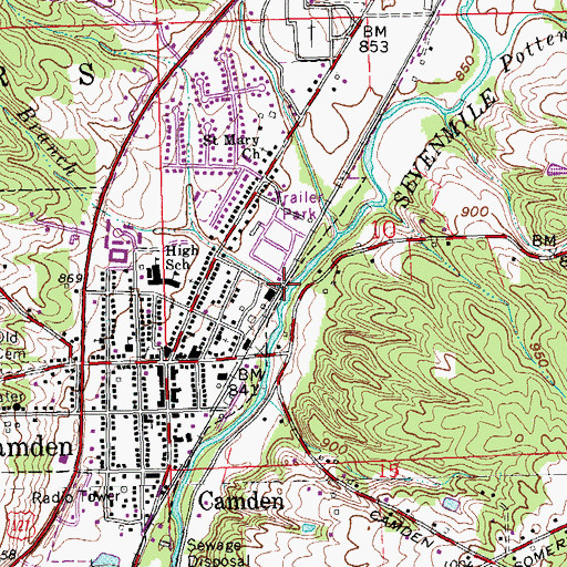 Topographic Map of Trippetts Branch, OH