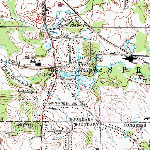Topographic Map of Tritts Millpond, OH