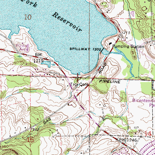 Topographic Map of Troy Cemetery, OH