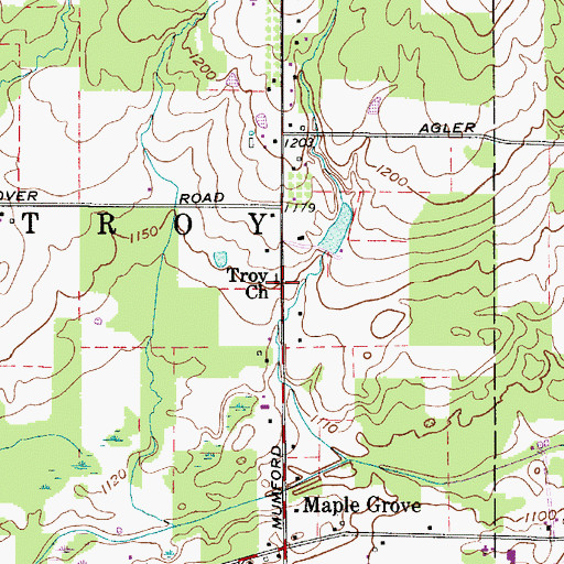 Topographic Map of Troy Baptist Church, OH