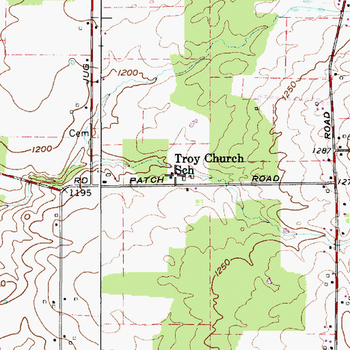 Topographic Map of Troy Church School, OH
