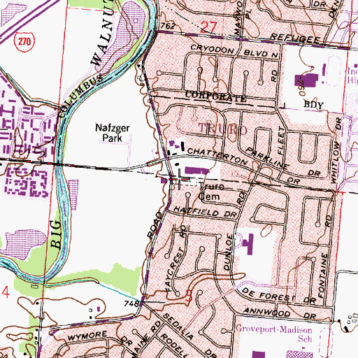 Topographic Map of Truro Cemetery, OH