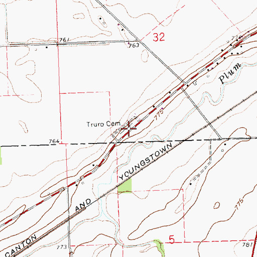 Topographic Map of Truro Cemetery, OH
