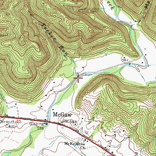Topographic Map of Tucker Run, OH