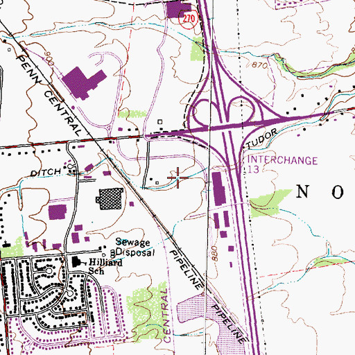Topographic Map of Tudor Ditch, OH