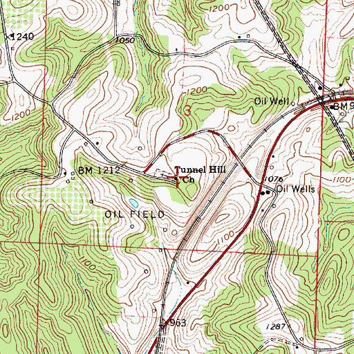 Topographic Map of Tunnel Hill Church, OH