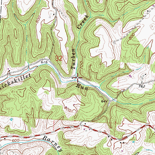 Topographic Map of Turben Creek, OH