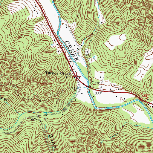Topographic Map of Turkey Creek Church, OH