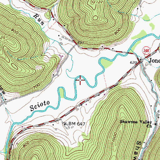Topographic Map of Turkey Run, OH
