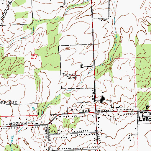 Topographic Map of Turner Cemetery, OH