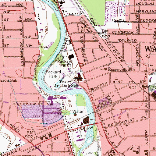 Topographic Map of Turner Junior High School, OH