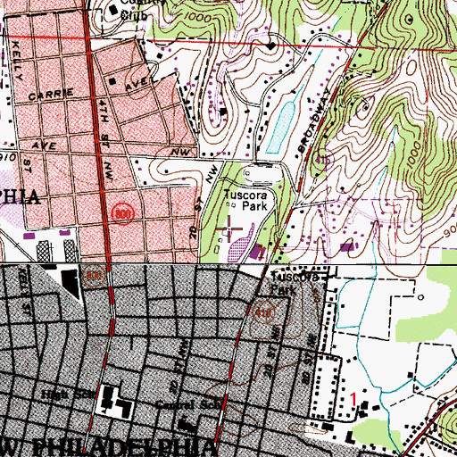 Topographic Map of Tuscora Park, OH