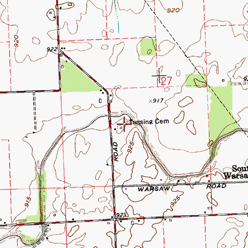 Topographic Map of Tussing Cemetery, OH