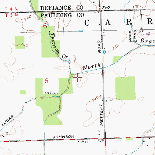 Topographic Map of Tustison Creek, OH
