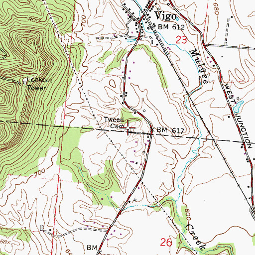 Topographic Map of Tweed Cemetery, OH